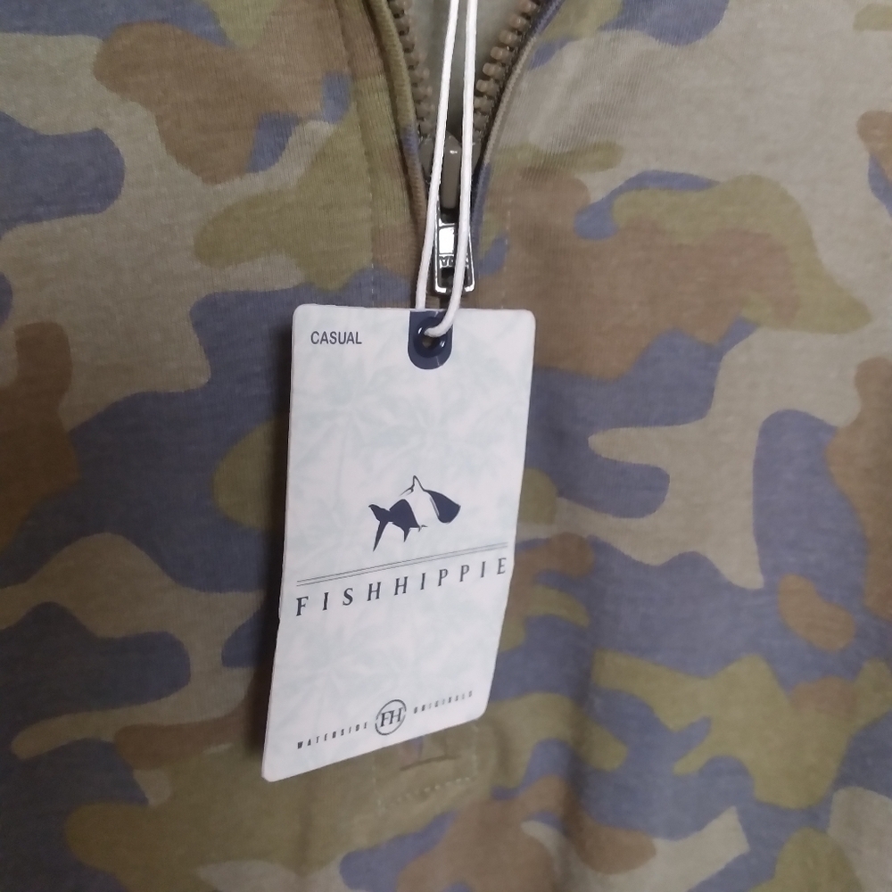 Fishhippie Cedar Island Camo Quarter Zip Pullover Size Small - Picture 8 of 11